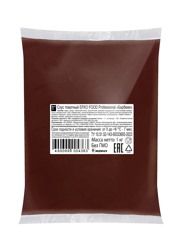Соус Томатный, EFKO FOOD Барбекю 1 кг (10 шт/кор)