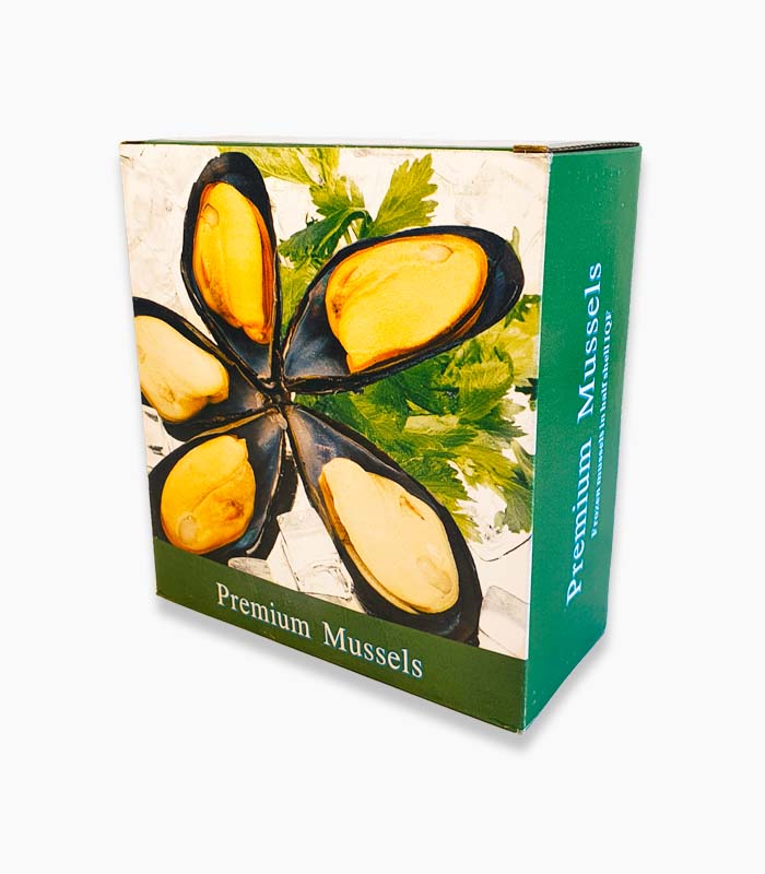 Мидии с/м КИВИ в 1/2 раковине 30/40 Китай,1кг (12кг/уп.)