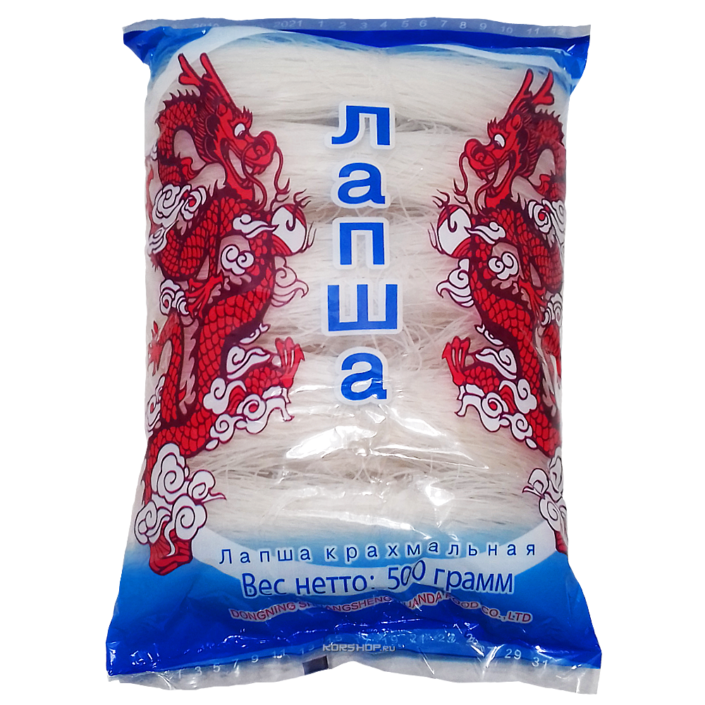 Лапша фунчоза 0,5 кг "Дракон"Китай (30 шт/кор)