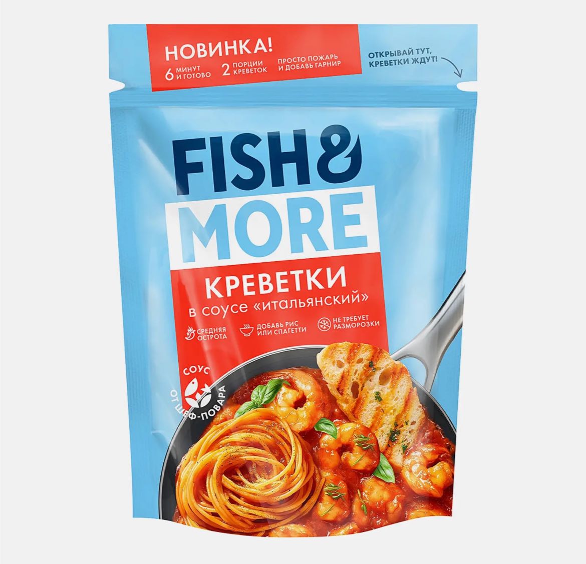 Креветка очищ с/м 0.4 кг Fish More Итальянский соус (8 шт./кор)