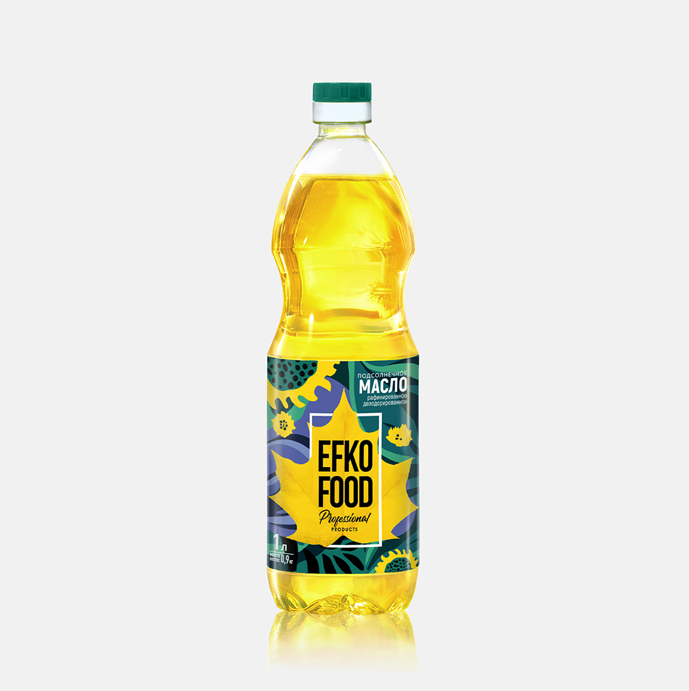 Масло подсолнечное рафин. дезодор., 1 л EFKO FOOD (15шт/кор)