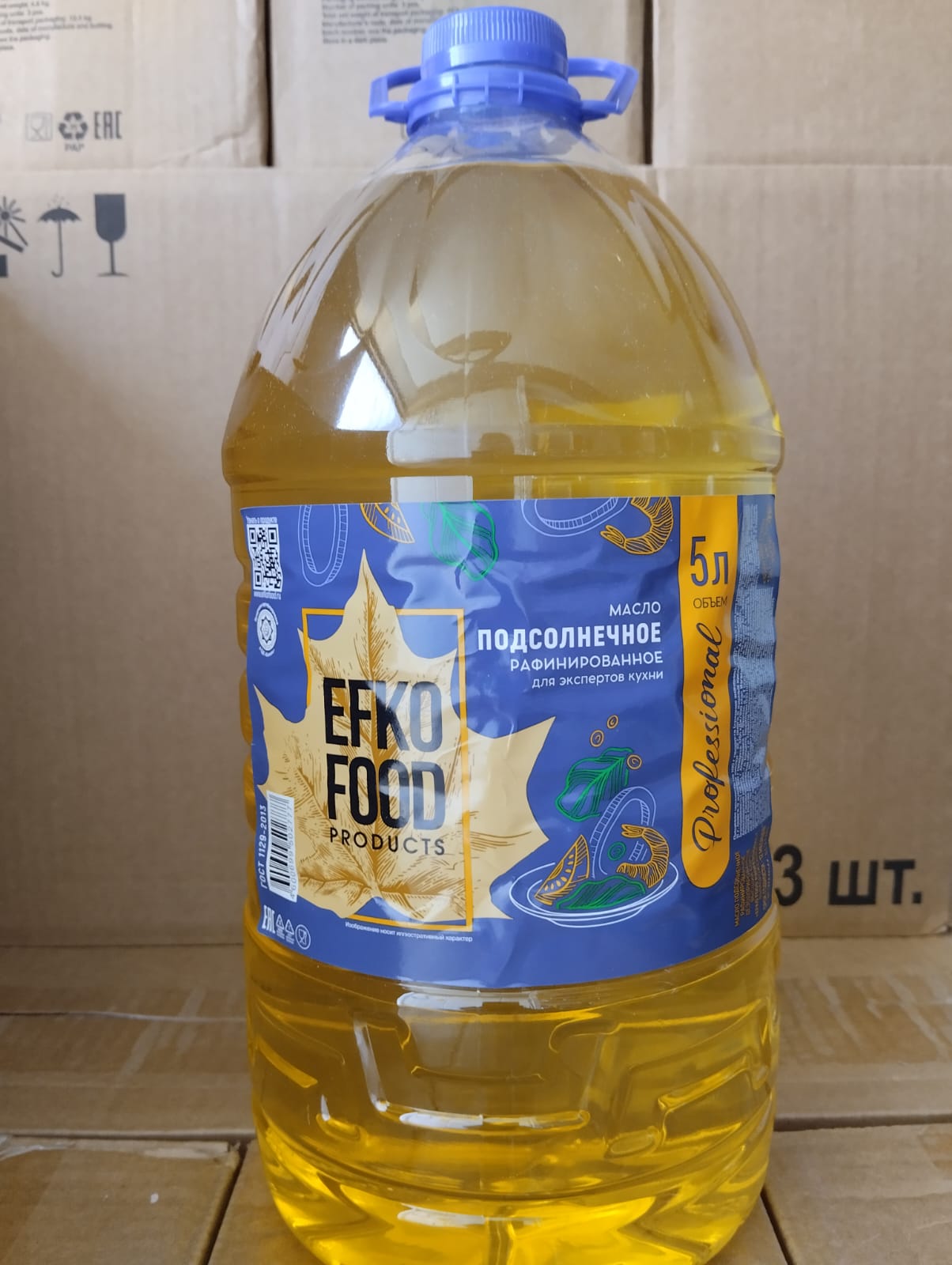 Масло подсолнечное раф. дезодорированное "EFKO FOOD" / 5 л.(3 шт/кор) изображение 1