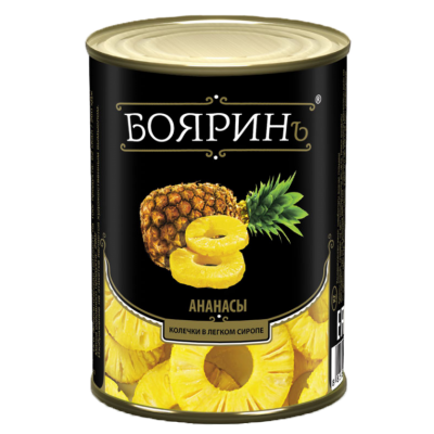 Ананасы колечки в сиропе ж/б 850 мл (12*0,85)