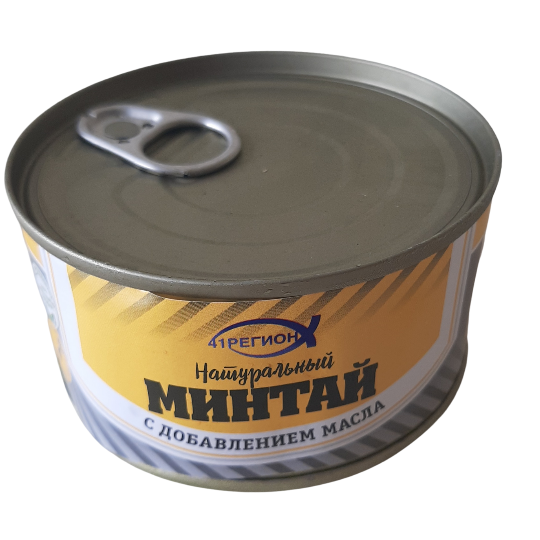 Минтай натур. с добавлением масла ж/б / 180 гр. (24 шт/ кор)